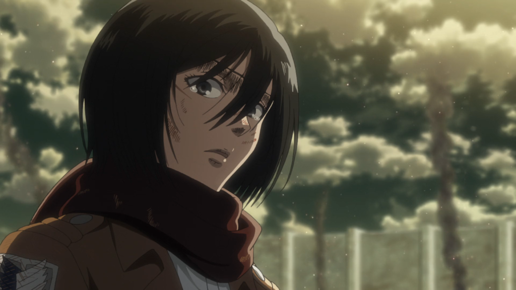 Crying Misaki Ackermann from the anime Attack on Titan.