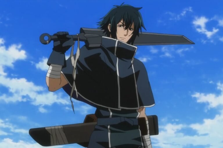 Saizou Kirigakure holding a black sword from the anime Brave 10.