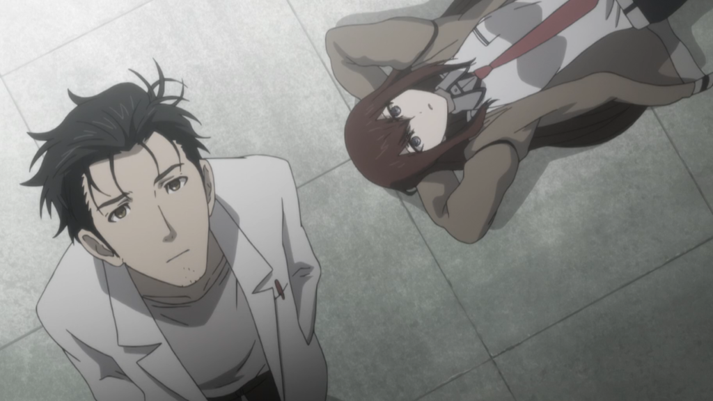 Rintarou Okabe and Kurisu Makise from the anime Steins;Gate.