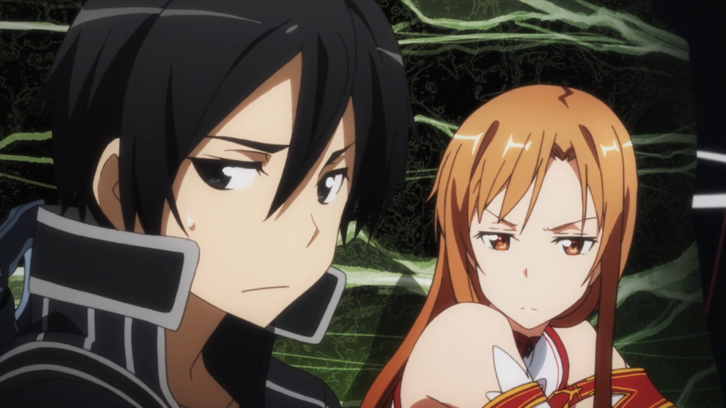 Kazuto Kirigaya and Asuna Yuuki from the anime Sword Art Online.