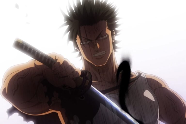 Yami Sukehiro holding a katana in action from the anime Black Clover.