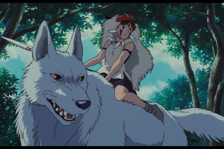 Princess Mononoke and Moro from the anime Princess Mononoke.