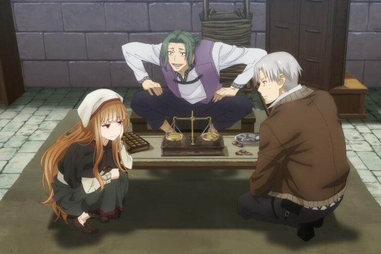 Kraft Lawrence and Holo from the anime Spice and Wolf: Merchant Meets the Wise Wolf.