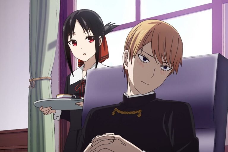 Kaguya Shinomiya and Miyuki Shirogane from the anime Kaguya-sama: Love is War.