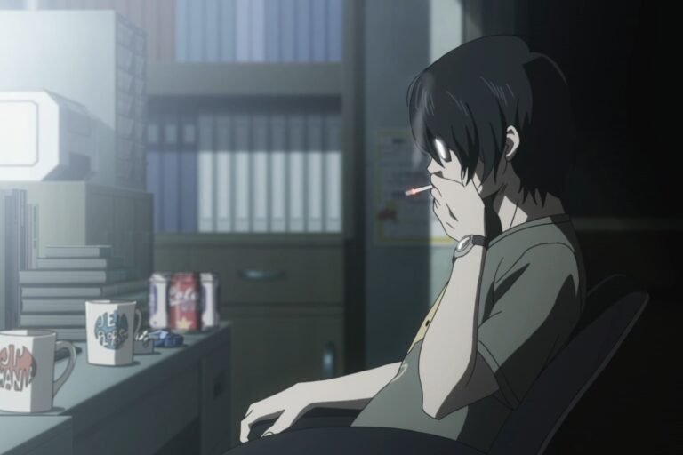 Souhei Saikawa smoking a cigarette from the anime The Perfect Insider.