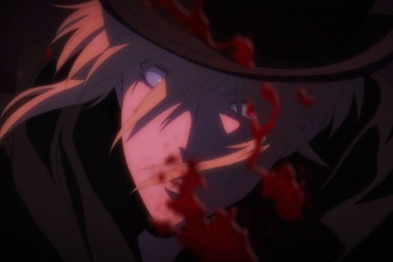 A scene of William James Moriarty in action from the anime Moriarty the Patriot.