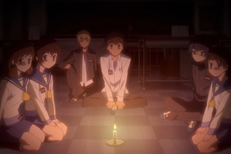 A scene of a group of students talking with each other from the anime Corpse Party: Tortured Souls.