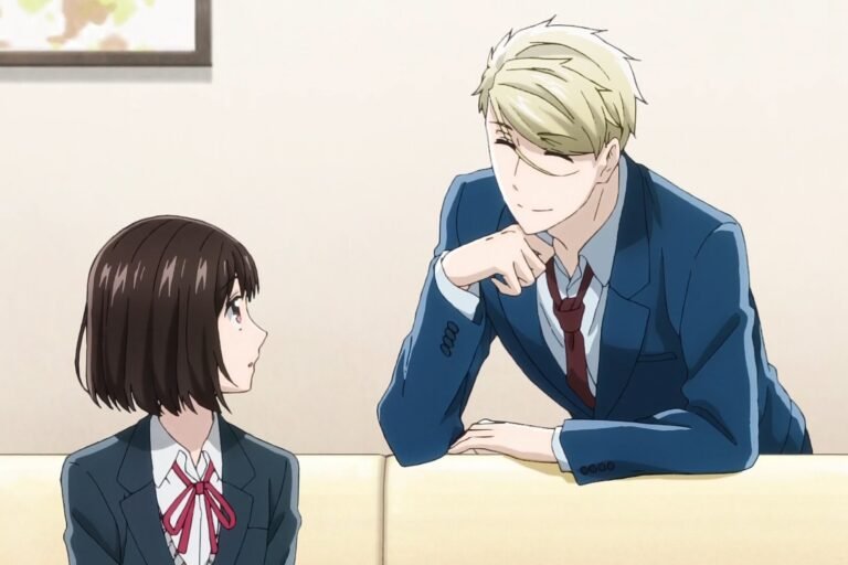 A scene of Ryou Amakusa and Ichika Arima from the anime Koikimo.