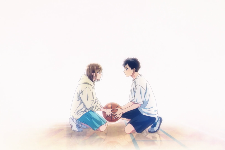 A scene of Chinatsu Kano and Taiki Inomata from the anime Blue Box.