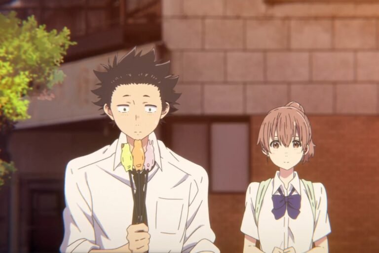 Shouko Nishimiya and Shouya Ishida from the anime A Silent Voice.