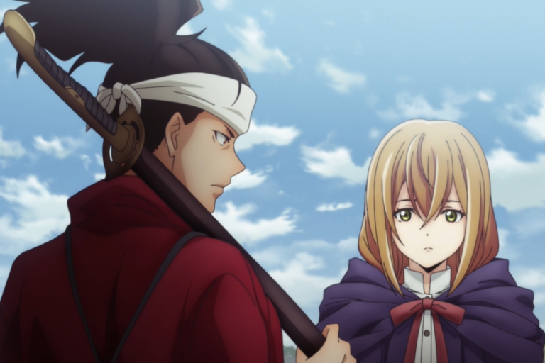 Soujirou Yagyuu and Tooi Kagizume no Yuno from the anime Ishura.