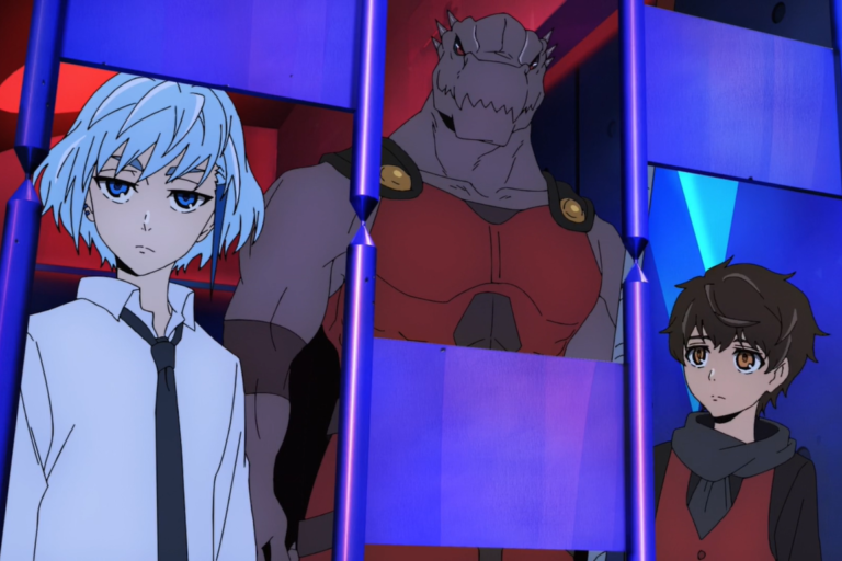 Aguero Agnes Khun, Rak Wraithraiser, and Twenty-Fifth Bam from the anime Tower of God.